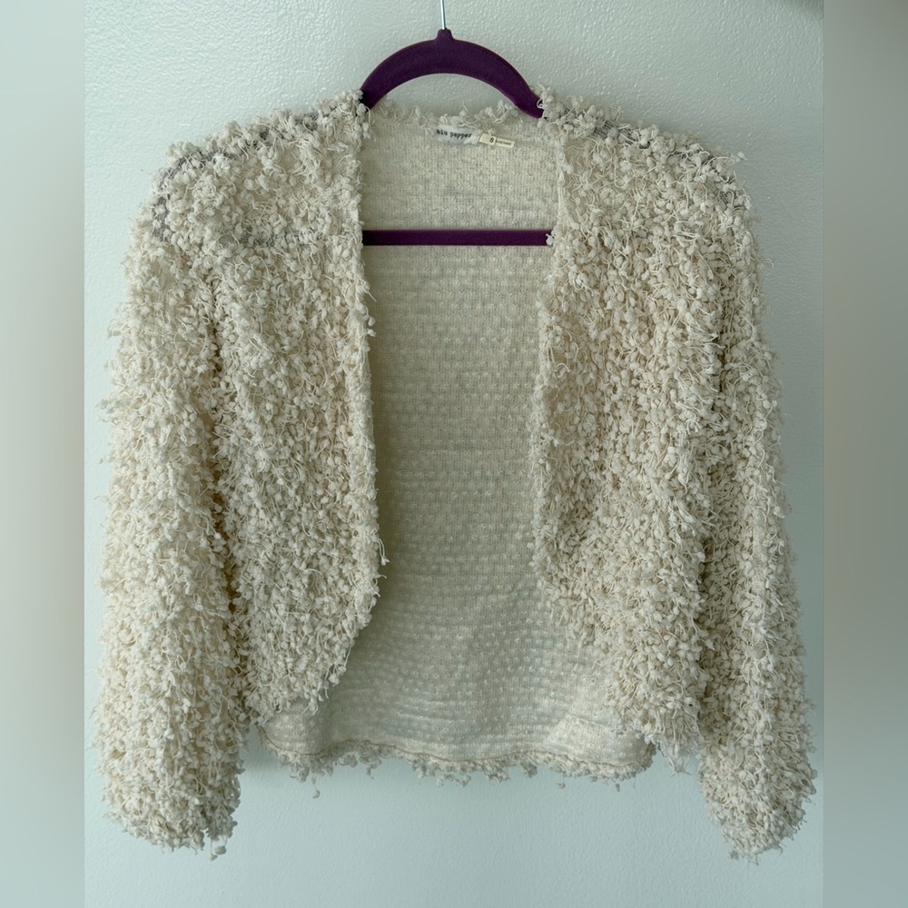 Blu Pepper Cream Textured Shrug